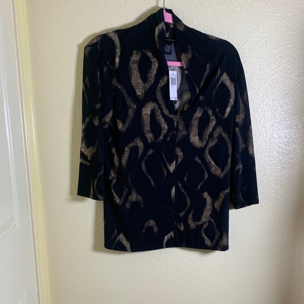 NWT Grace Elements Black and Brown Long Sleeve Top, size large